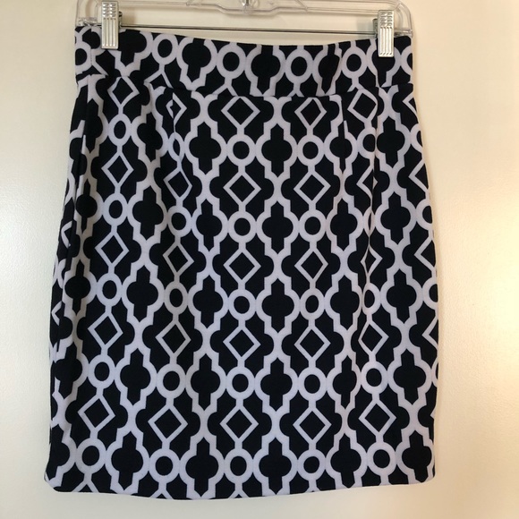 INC Navy Blue & White Pattern Skirt - Picture 3 of 4